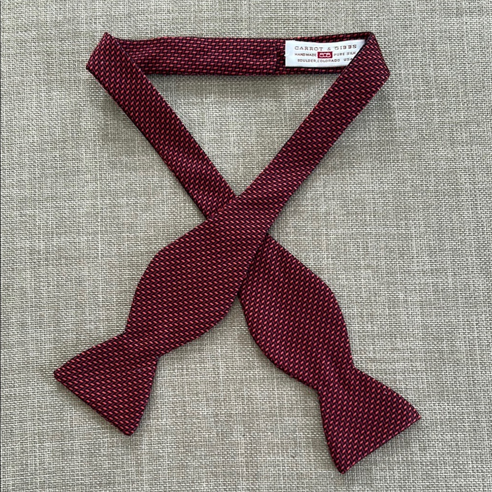 Red Silk Self-Tie Bow Tie with Pin-Dot Pattern